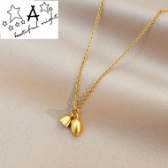 18k saudi gold pawnable legit pure gold Lotus necklace women's collarbone chain pendant