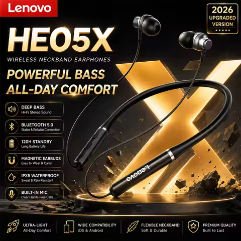 Origial Lenovo HE05X Bluetooth Earphones Earphone Waterproof Earplugs HIFI Sound Magnetic Neckband H