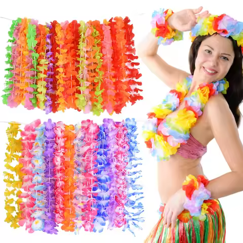 Hawaii Wreath Artificial Flower Necklace Hawaiian Tropic Party Decorate Beach Wedding Birthday Party