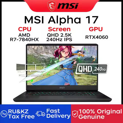 MSI Alpha 17 Gaming Laptop 17.3 Inch QHD 2.5K 240Hz IPS Screen Notebook AMD Ryzen R7-7840HX 32GB 1TB