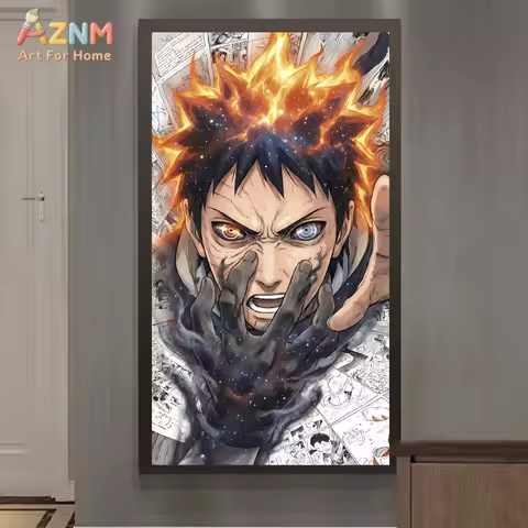 AZNM Naruto Uchiha Obito Sharingan Rinnegan Manga Collage Canvas Wall Art Print Poster Unframed Home