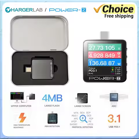 ChargerLAB POWER-Z KM003C USB Tester 240W PD3.1 240W Type-C Charging Tester Voltage Current Power Me