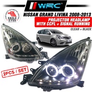 Eagle Eyes Nissan Grand Livina 2008 - 2013 Projector Headlamp With CCFL + Signal Running ( Clear + B