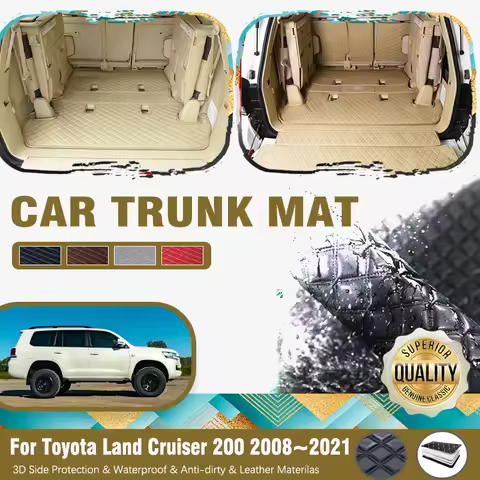 Car Rear Trunk Mats For Toyota Land Cruiser 200 J200 LC200 2008-2021 Leather Pads Cargo Liner Cover 