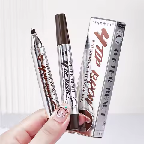 4 Point Eyebrow Pencil 4 Prong Tip Eyebrow Pen 4 Fork Eyebrow Pencil Waterproof Liquid Eyebrow Penci