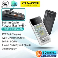 【3C Certified】Awei P77K 10000mAh Powerbank 22.5W Fast Charging Power Bank Awei P99K 20000mAh Powerba