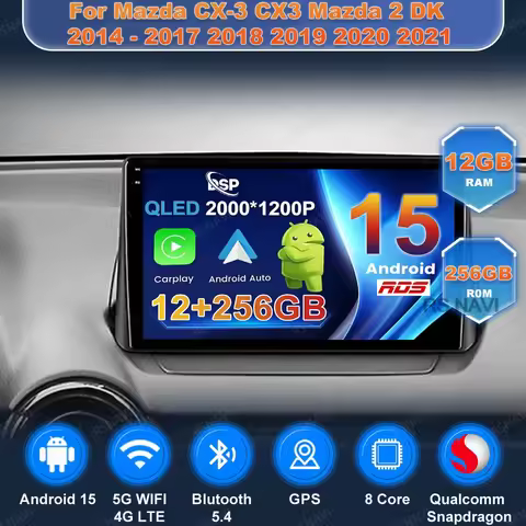 Android 15 Car Radio For Mazda CX-3 CX3 Mazda 2 DK 2014 - 2017 2018 2019 2020 2021 Autoradio Snapdra