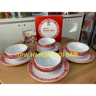 Tupperware Classic Red Melamine Dinning Set Collection, Set Pinggan Makan