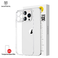 SmartDevil Transparent Glass Phone Case For iPhone 14 Pro max iPhone 13 Pro max iPhone 15 Pro Max 13 Pro 13 Mini 12 Pro max 12 mini 11 Pro Max X XS XR XS Max iPhone 15 Plus 14 plus 14Promax With Soft Borders Anti Fingerprint Protect From Scraping