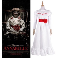 Annabelle Striking Horror Doll in White Dress - Perfect for Halloween Cosplay