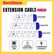 [SIRIM] High Quality 3/4/5/WAY WHITE SERIES  TRAILING SOCKET EXTENSION SOCKET 2/5/METER 1.25MM X 3C 
