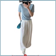 IER Two-Piece Round Neck Short-Sved Knitted T-Shirt Women