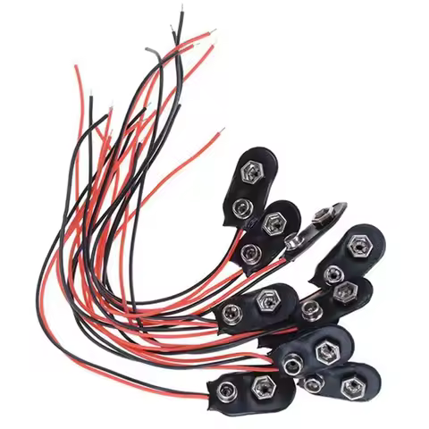 20Pcs/lot T Type 9V Battery Clip Connector T-Type 9 Volt Battery Buckle Connector 15cm Long Cable Ha