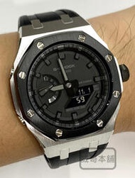 【威哥本舖】G-Shock 鋼殼膠帶改裝實品 GA-2100改裝 GA-2100-1A1 已改含錶（銀殼黑框黑帶龍頭B）