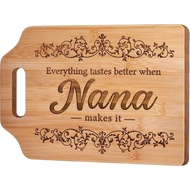 Nana Mothers Day Gift, Gifts for Nana from Grand for Birthday, Christmas - Engraved Bamboo Cutting B