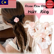MP 2Pcs Rose Bow Ribbon Hair Ring - Large Intestine Hair Rope - Hair Accessories - Imitation Blooms 