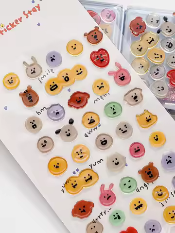 Korean 3D Smile Face Gem Sticker Scrapbooking Material DIY Craft Supplies BONITO B6104 Crystal Junk 