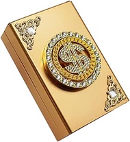Funny Cigarette Case with Rotating Dollar Sign & Crystal Accents | Holds 20 King-Size Cigarettes | L