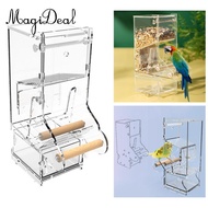 [MagiDeal] No Mess Bird Feeder Cage Hanging Transparent Seed Food Container Pet Feeder for Canary Bu