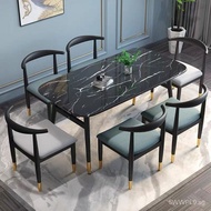Light Luxury and Simplicity Dining Tables and Chairs Set Rental House Table and Chair Thickened Imitation Marble Dining Table Dining Table Home Dining Table Modern