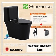 (Package) SORENTO WC One Piece Bathroom Water Closet Washdown 8152 10" (Black) with bidet & paper ho