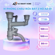 AZ-02 304 Stainless Steel 2-hole Sink Siphon Set, 50cm Hard Pipe, Anti-Odor, Sediment Filter, With R