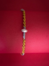 【轉運來】925純銀六字大明咒手工編織- 幸運手環-黃色