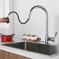 Kitchen Faucet Brass Single Handle Faucet 2-Function Pull Out Kitchen Sink Taps with Hot and Cold Wa
