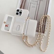 1pc Multifunctional PU Leather Phone Case With Mini Makeup Mirror, Card Slot, Lanyard, Compatible Wi