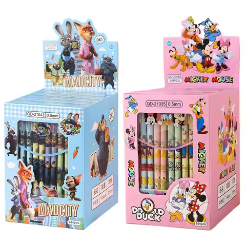 6/12pcs Disney Zootopia Erasable Gel Pen Mickey Minne Lotso Pooh Stellalou Student Neutral Pen Offic