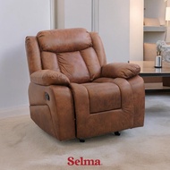 SELMA NORTON SOFA RECLINER ROCKING FABRIC 1 SEATER - COKELAT