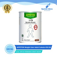 APPETON Weight Gain Adult Chocolate 450 GR High Protein Milk With For Weight Gain