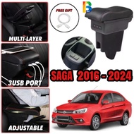 PROTON NEW SAGA (2016-2025) USB ARMREST Adjustable 2layer 3USB Charging Port Multi Layer Console Box