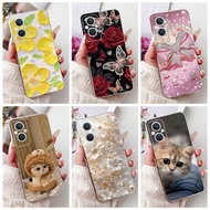 For OPPO Reno7 Z 5G / Reno8 Z 5G New Elegant Floral Cat Painting Casing Reno 7Z 8Z 5G CPH2343 Soft S