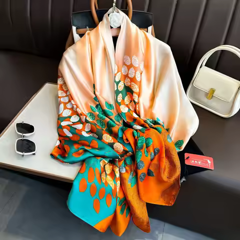Luxury Design Horse Silk Scarf Women Soft Smooth Scarves Head Wrap Hijab Outdoors Muffler Long Shawl