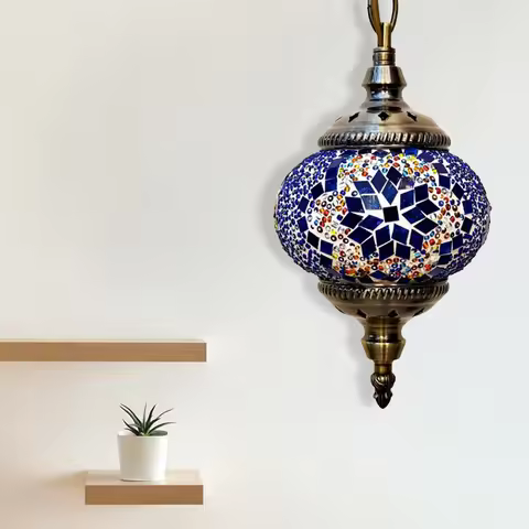Mosaic Pendant Light Turkish Moroccan Mosaic Hanging Ceiling Lamp E27 Restaurant Club Single Head Ch