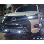 HAMER Storm Series Bull Bar Hard Bumper Protection Nudge Bar with LED installed in Hilux Conquest