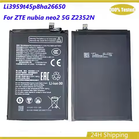 Original Battery Li3959t45p8ha26650 For ZTE nubia neo2 5G Z2352N Mobile Phone Batteries 6000mAh Batt