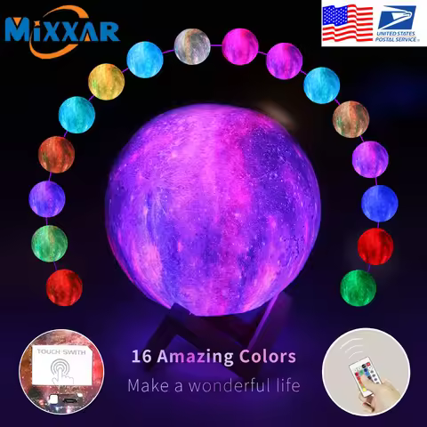 ZK20 Dropshipping Moon Lamp Night Light Galaxy Lamp 16 Colors LED 3D Star Moon Light USB Rechargeabl