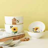 Spring ins Style Ceramic Bowl Rice Bowl Creative Embossed Small Bowl Noodle Bowl Soup Bowl Western S