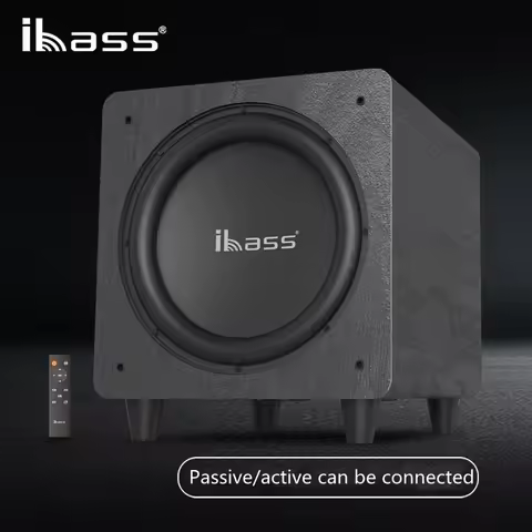 300W High Power Heavy Bass 10 Inch Wooden Active Subwoofer Active TV and Computer Soundbox Home Thea