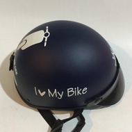 NÓN BẢO HIỂM NỮA ĐẦU I LOVE MY BIKE (XANH ĐEN)