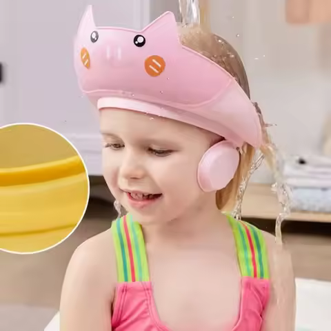 Cute Animal Shape Baby Shower Cap – Soft Adjustable Baby Shampoo Cap, Waterproof Eye Ear Protection,