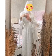 baju raya 2023 Abaya cardigan dress lace putih muslimah jubah Dubai white black Wedding/Engagement/banquet/dinner/Party