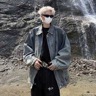 TOP1 Split Deconstruction Denim Jacket Men Spring Autumn Style High-End Feeling Ruffian Handsome Ame