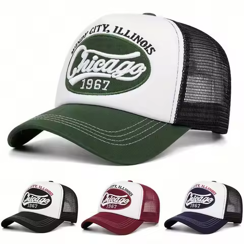 1967 letter embroidered baseball cap breathable mesh truck driver cap