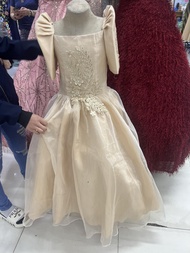 Baby Fourths Couture Filipiniana Event Program Cultural Gown/Dress for Kids White Gold Color Tone
