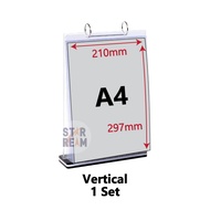 A4 A5 A5 Table Menu Stand with 6 Sleeves (Ready Stock KL) Flip Menu Display Stand Clear Menu Cover (