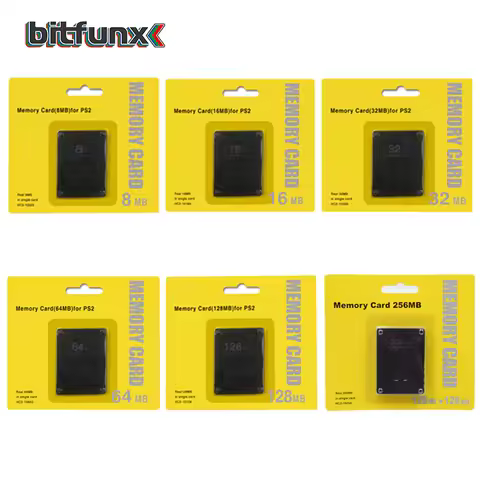 Bitfunx Black Empaty Memory 8Card 8MB/16MB/32MB/64MB/128MB/256MB Game Save for Playstation 2 PS2 Gam
