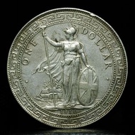 PCGS評級AU 1910/00B 騎版 英國貿易銀 站洋 壹圓 銀幣 Trade Dollar
